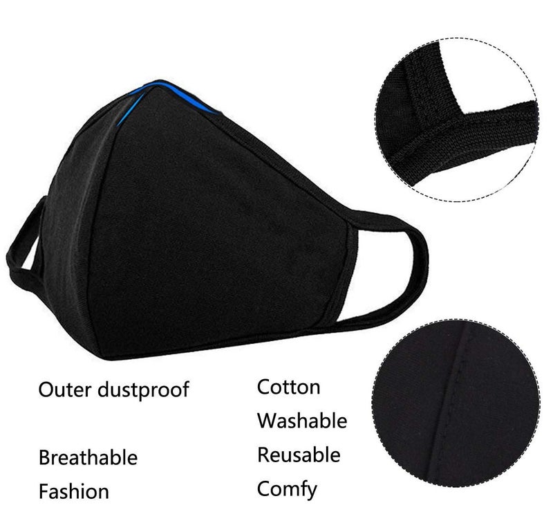 FECEDY 6pcs/Pack Black Mask Windproof Dustproof Masks Breathable Reusable Washed for Outdoor Sport Half Face Earloop Cotton Masks - Image 3